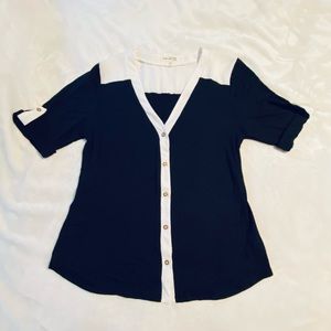 Black and White Color Block Shirt